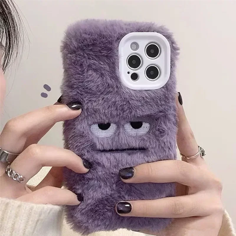 Apple Iphone 15 - Cute Monster Plush Fluffy Phone Case