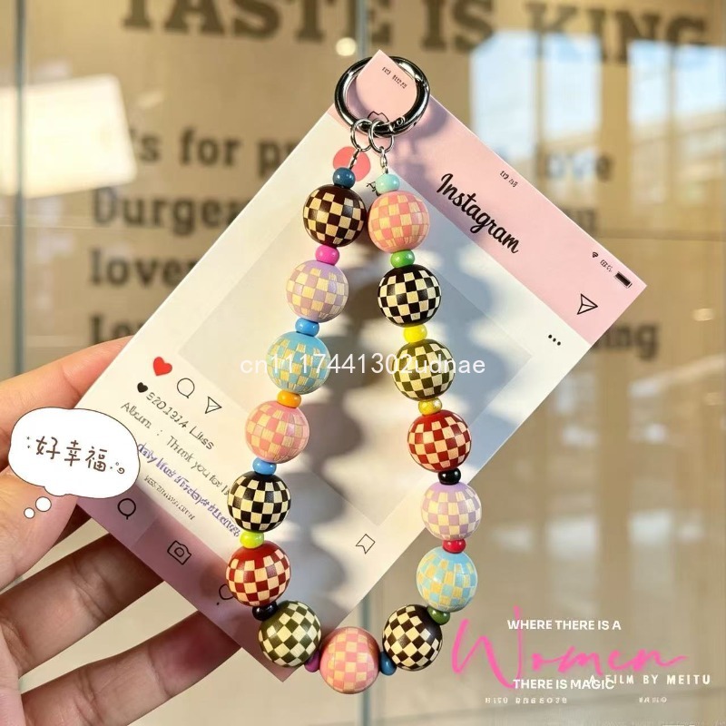 Original Wooden Plaid Beaded P - Phone Accessories Charms recension och pris